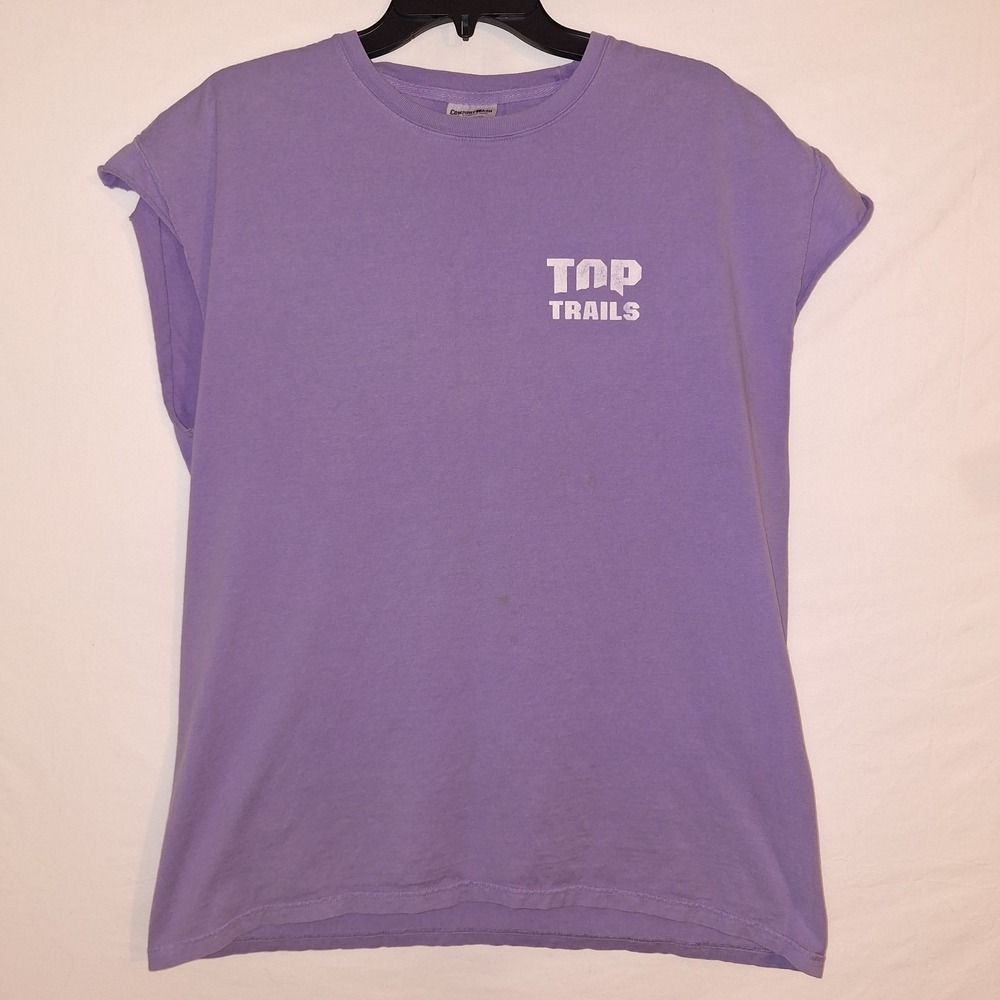 Purple Sleeveless Tank Top Trails L‎  100% Ring Spun Cotton Gorpcore Hiking